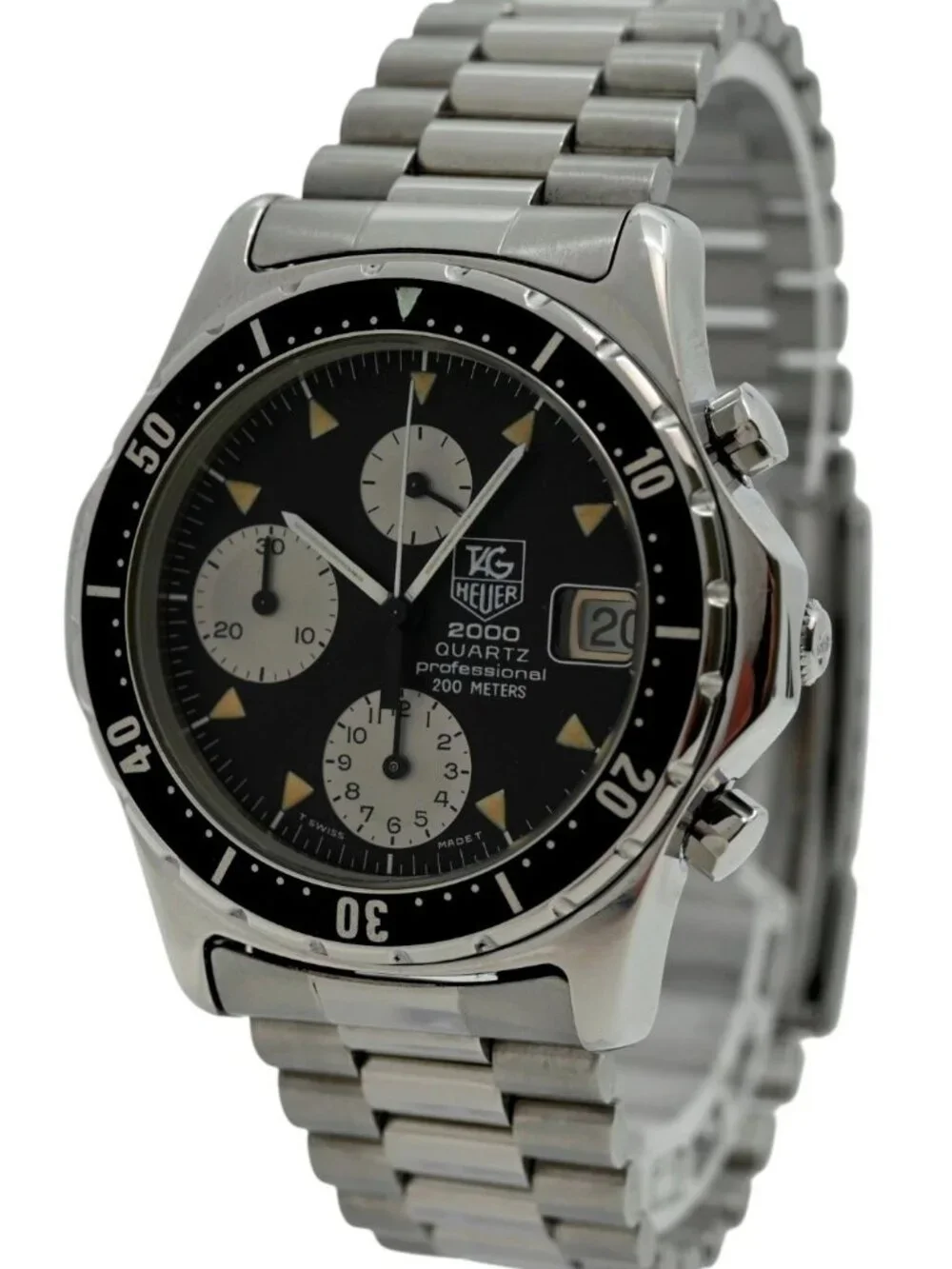 Tag Heuer 37mm Men's 2000 Series Chronograph Black Dial Watch! Ref: 273.206!